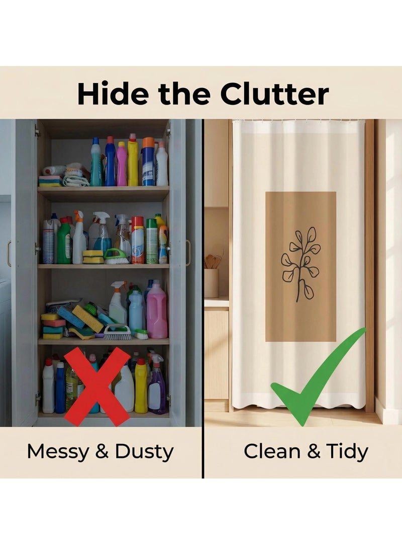 الأزرق جي دبليو ستارة حماية لاصقة ذاتية اللصق مقاومة للغبار مع شريط فيلكرو، مناسبة لخزائن المطبخ، ستارة لتغطية المرايا غير الجذابة، ستارة خزانة بدون ثقب، ستارة نصف باب. - Image 4